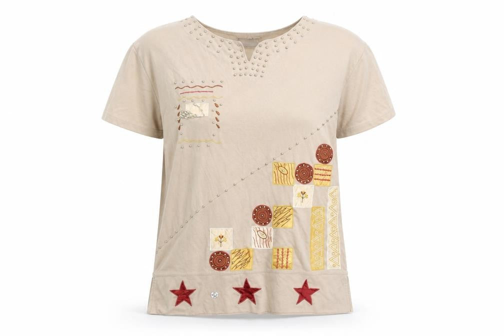 easadelle Womens Beige   Basic T-Shirt Size L