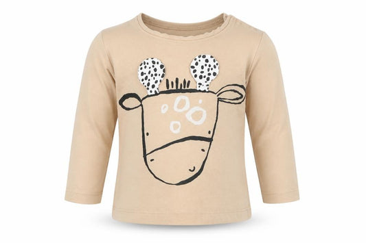 Front view of Next girls’ beige basic t-shirt, size 3-6, months