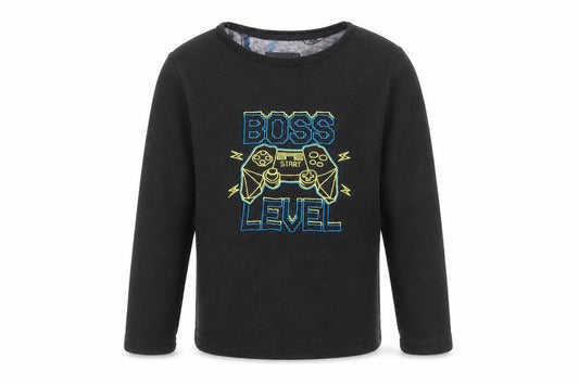 Front view of Primark boys’ grey fleece pullover sweatshirt, size 5-6, years
