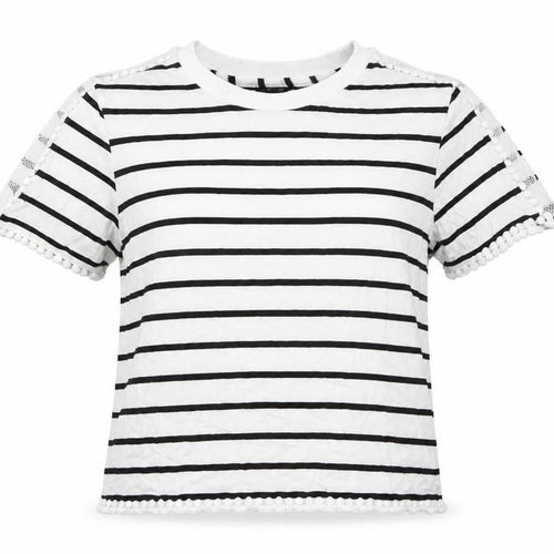 Topshop Womens White Striped  Basic T-Shirt Size 6