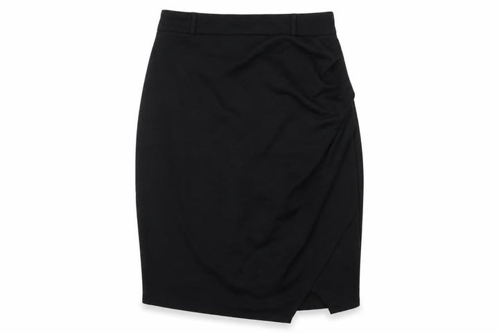 Front view of Uttam Boutique women’s black skater skirt, size UK 10