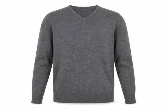 Front view of Burton men’s grey knit jumper, size L