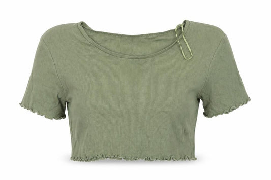 Front view of Select women’s green cropped t-shirt, size UK 8