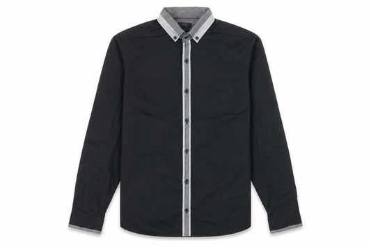Front view of F&F men’s black button-up, size M