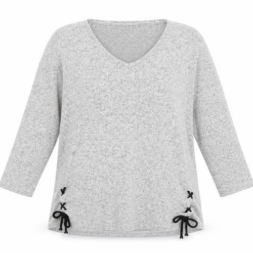 Papaya Womens Grey  Knit Pullover Jumper Size 14  - Lace up detail