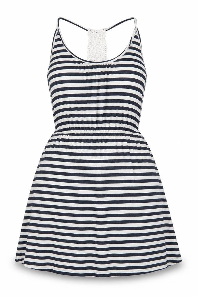 Front view of Next women’s white striped a-line, size UK 8