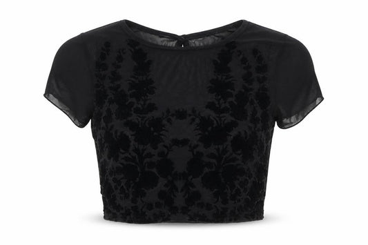 Front view of Misguided women’s black basic t-shirt, size UK 6
