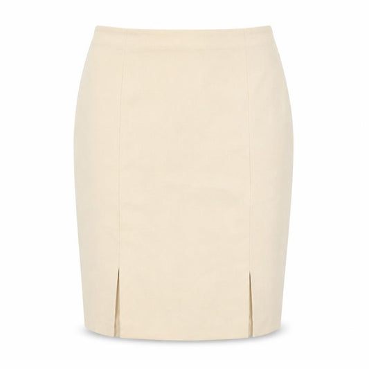 Front view of Preworn women’s yellow a-line skirt, size UK 32, in