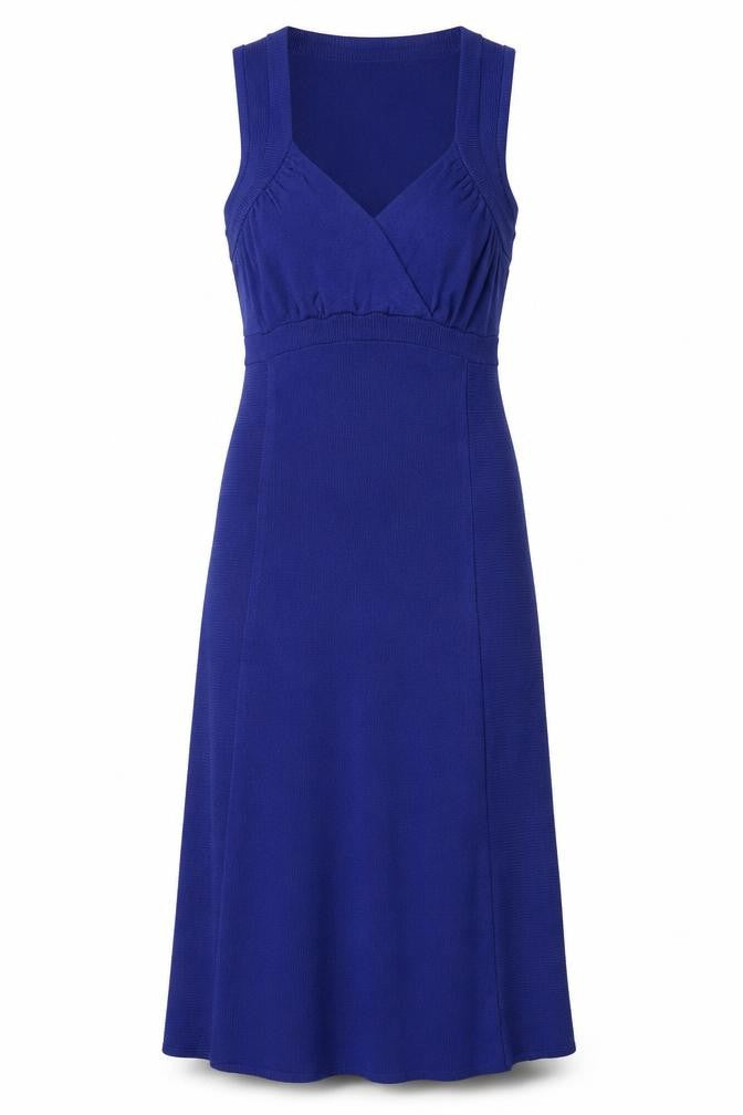 Front view of H&M women’s blue knit jumper dress, size XS