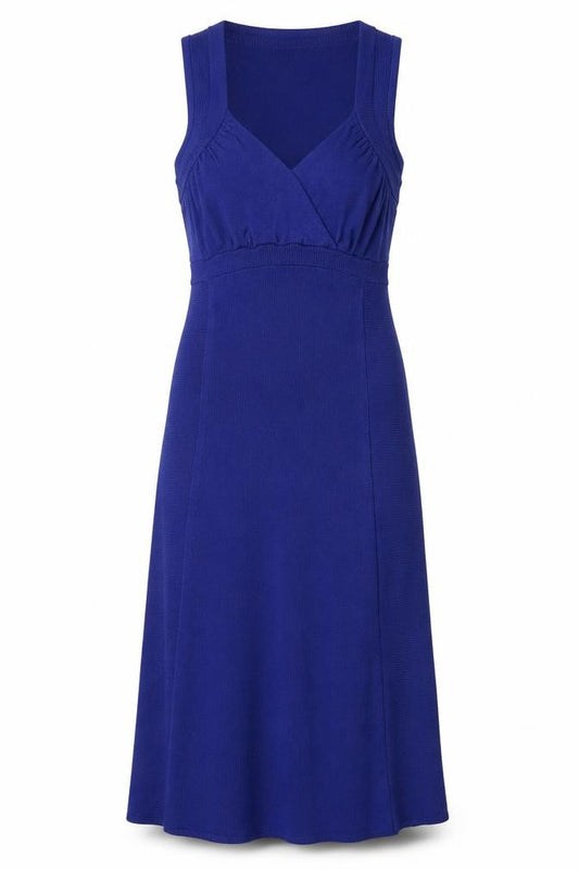 Front view of H&M women’s blue knit jumper dress, size XS