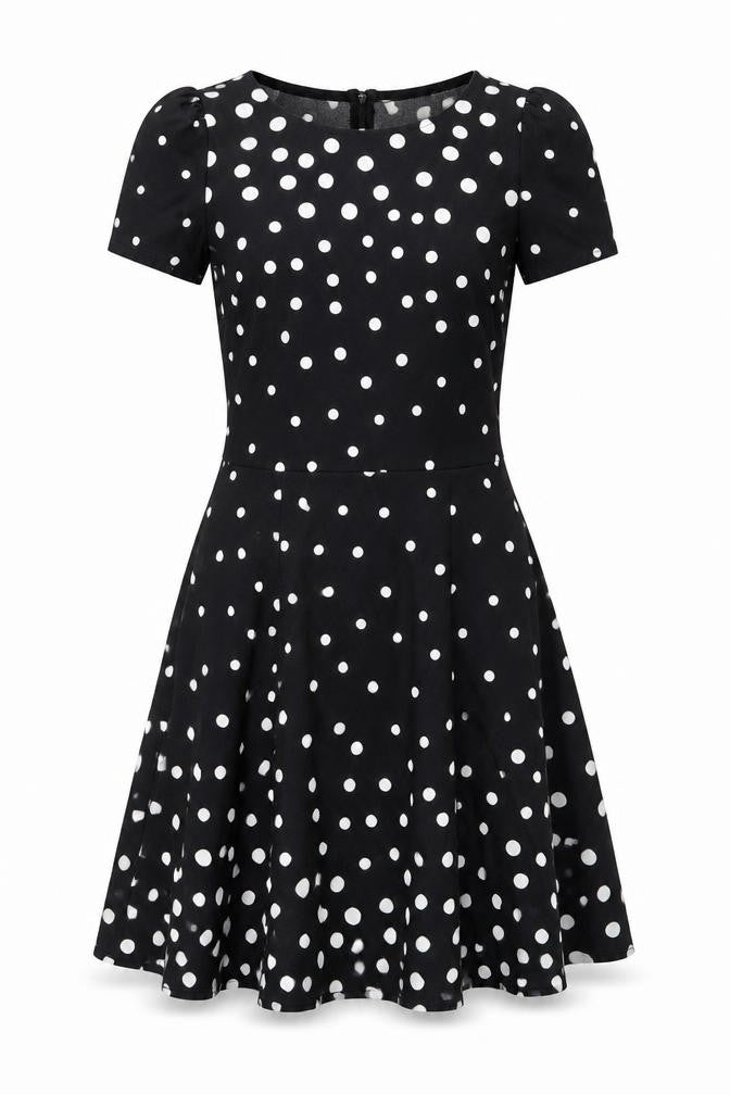 Oasis Womens Black Polka Dot  A-Line  Size XS