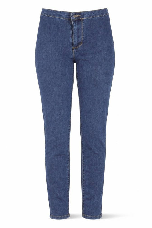 Front view of Primark women’s blue denim skinny jeans, size UK 8, 28-inch leg