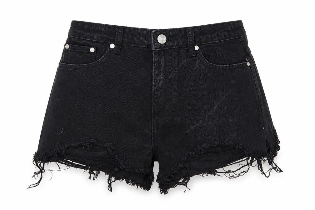 Missguided Womens Black  Denim Cut-Off Shorts Size 8