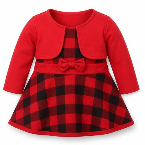 Preworn Girls Red Check  A-Line  Size 12 Months