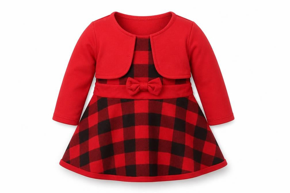 Preworn Girls Red Check  A-Line  Size 12 Months