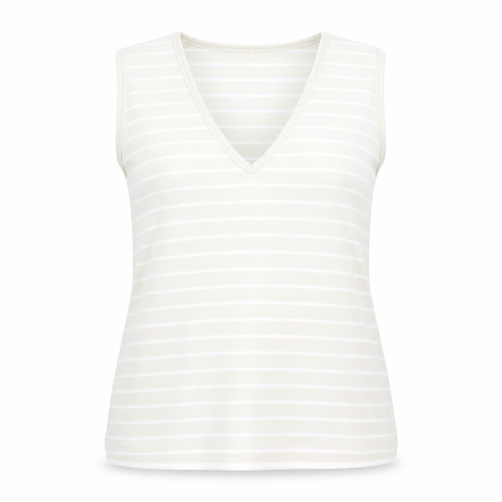 Ellie Louise Womens Beige Striped  Basic T-Shirt Size XL