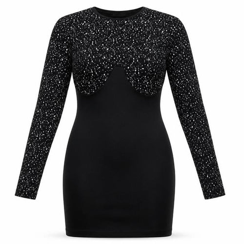 Preworn Womens Black Geometric  Bodycon  Size 8