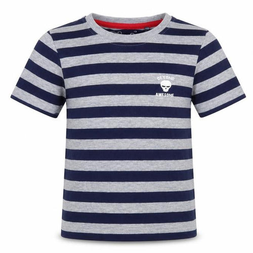 Hullabaloo Boys Blue Striped  Basic T-Shirt Size 5-6 Years  - beyond awesome