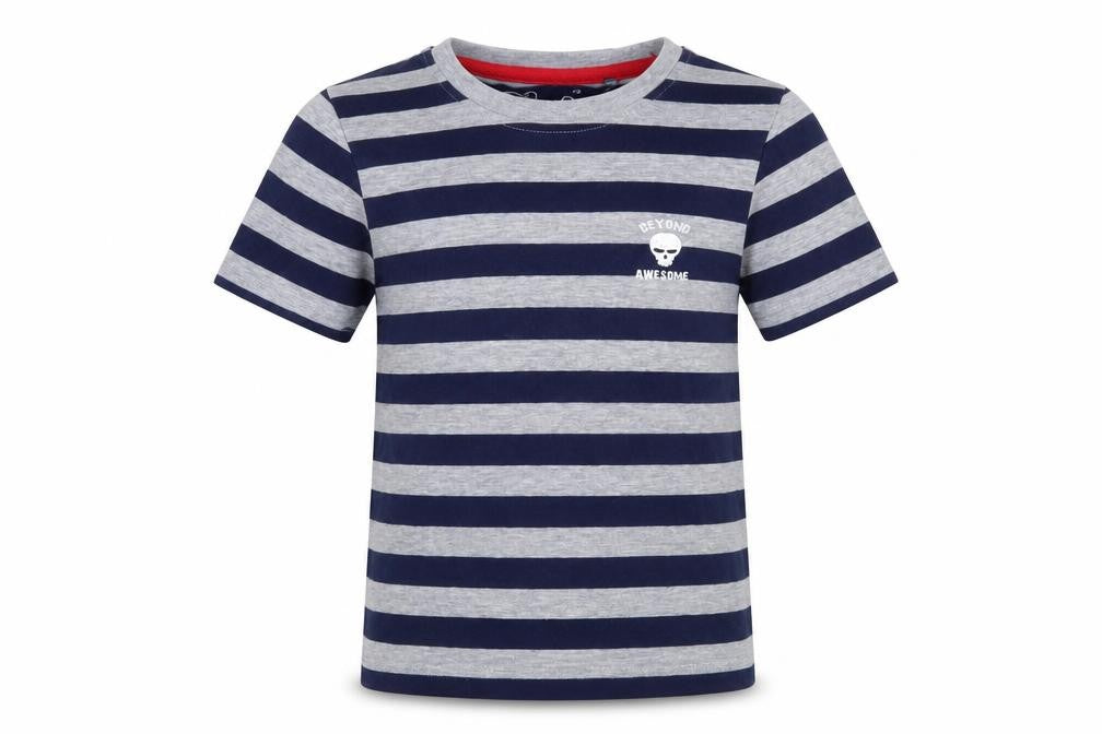 Hullabaloo Boys Blue Striped  Basic T-Shirt Size 5-6 Years  - beyond awesome
