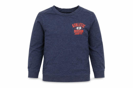 Front view of Mothercare boys’ blue pullover sweatshirt, size 4-5, years - athletic division