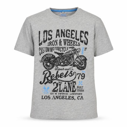 Rebel Boys Grey   Pullover T-Shirt Size 9-10 Years  - Los Angeles Iron & Wheels