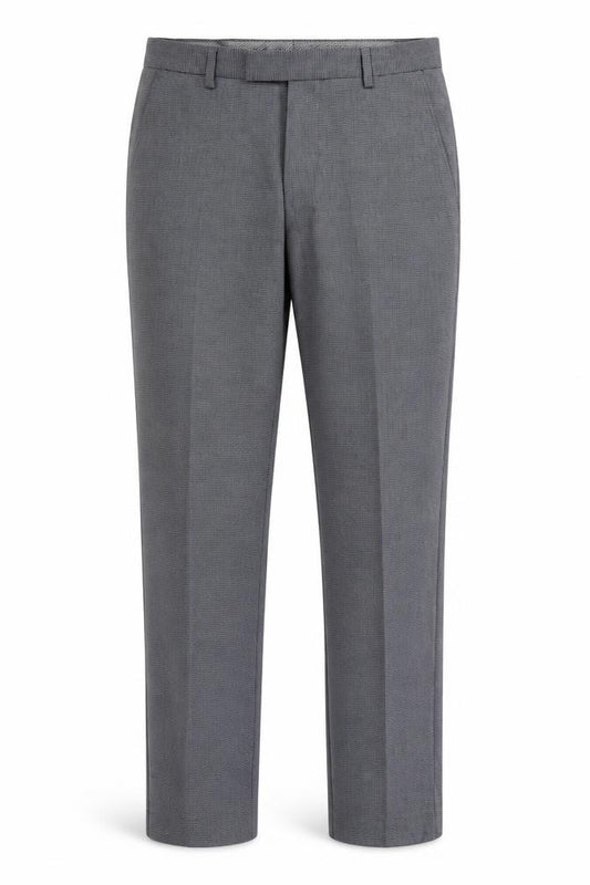 Front view of Marks & Spencer men’s blue houndstooth sweatpants, size 28, 31-inch leg