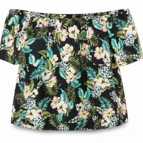 Topshop Womens Green Floral  Basic T-Shirt Size 8
