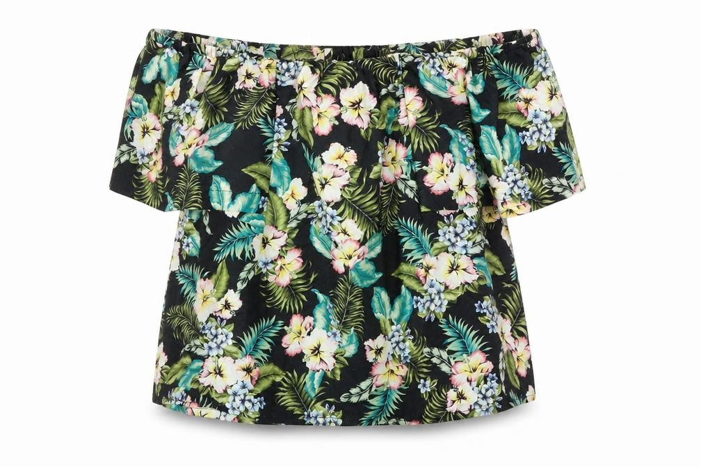 Topshop Womens Green Floral  Basic T-Shirt Size 8