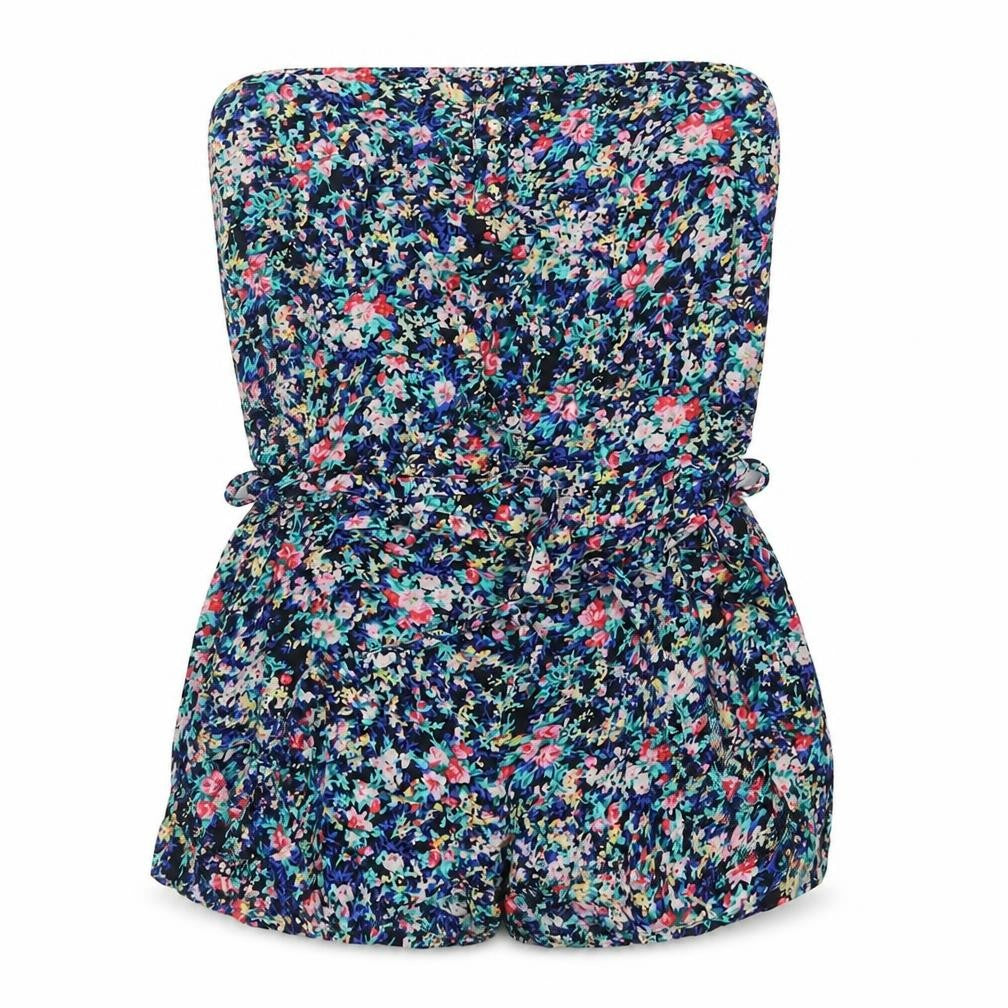 Paris Womens Blue Floral  Playsuit One-Piece Size S
