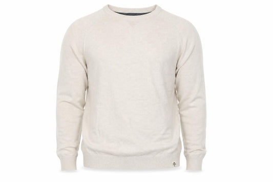 Front view of Cedarwood State men’s beige knit jumper, size M