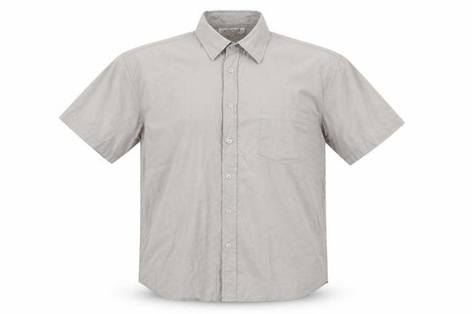 Front view of De Vergo men’s grey button-up, size XL