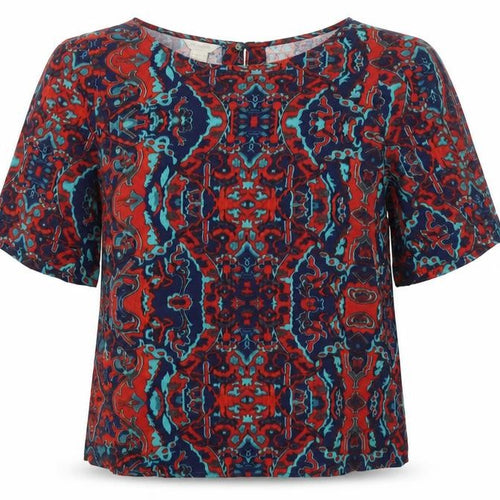 Monsoon Womens Multicoloured Geometric  Basic T-Shirt Size 8