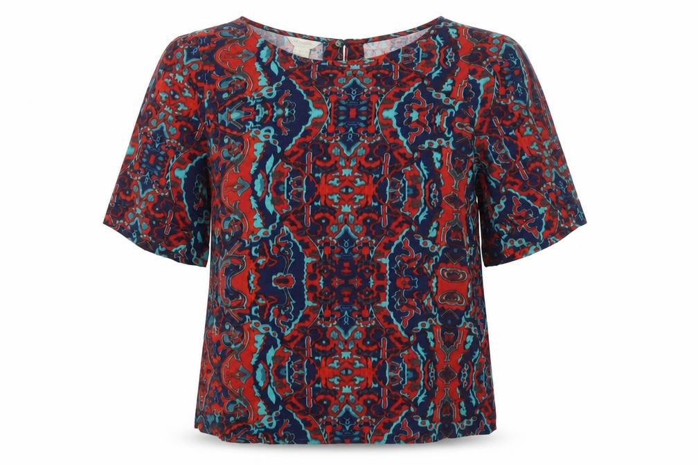 Monsoon Womens Multicoloured Geometric  Basic T-Shirt Size 8