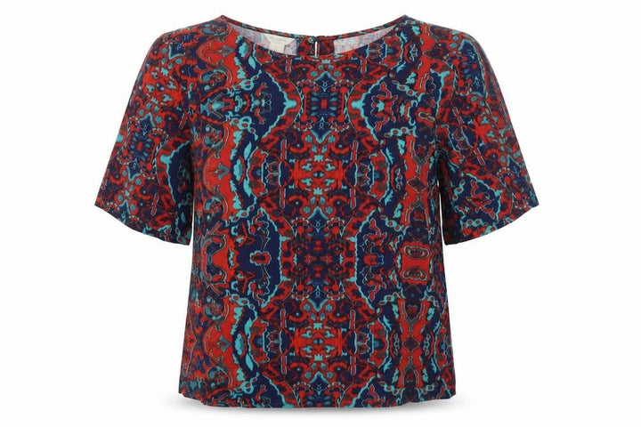 Monsoon Womens Multicoloured Geometric  Basic T-Shirt Size 8