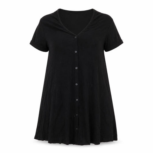 Front view of ASOS women’s black t-shirt dress, size UK 4