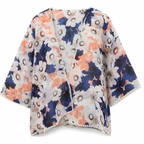 New Look Womens White Floral  Cardigan Jumper Size 8