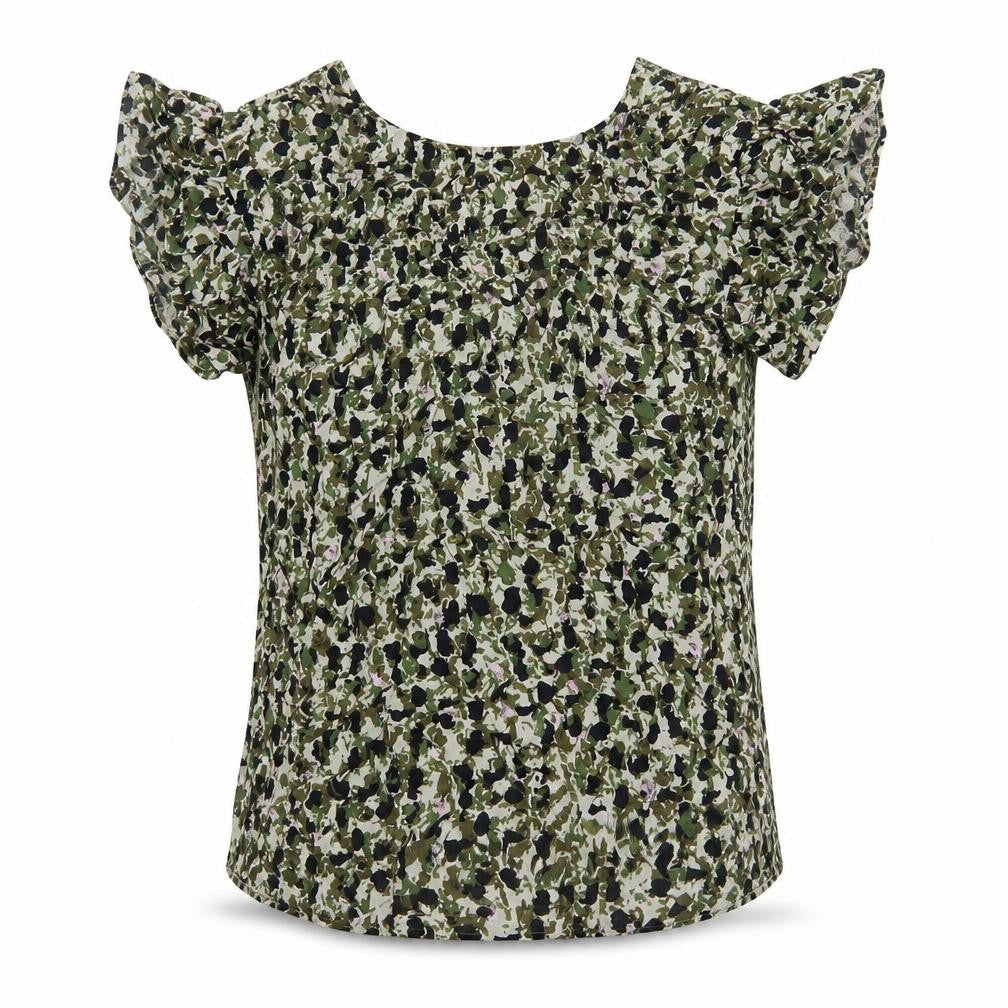 Nutmeg Womens Green Floral  Basic T-Shirt Size 8