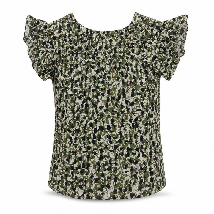 Nutmeg Womens Green Floral  Basic T-Shirt Size 8