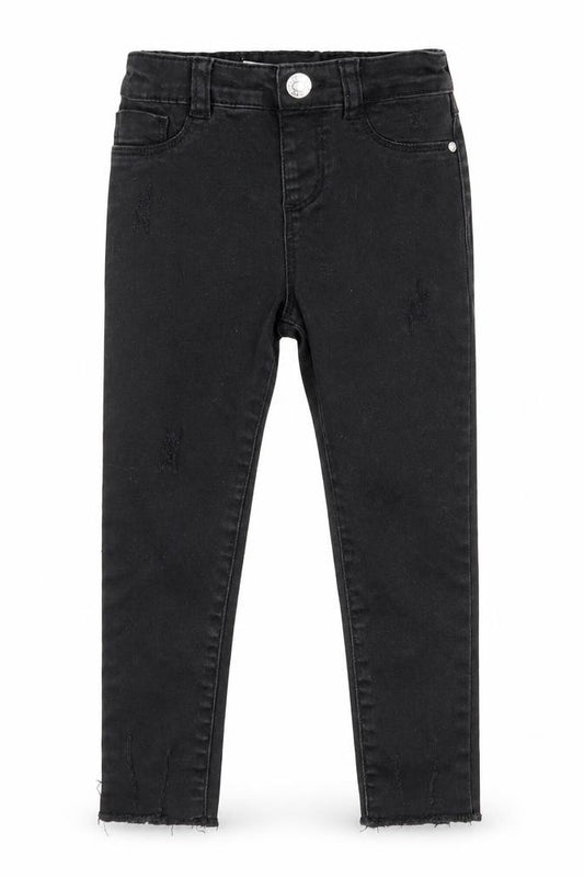 Front view of Denim co girls’ black denim skinny jeans, size 2-3, years - distressed