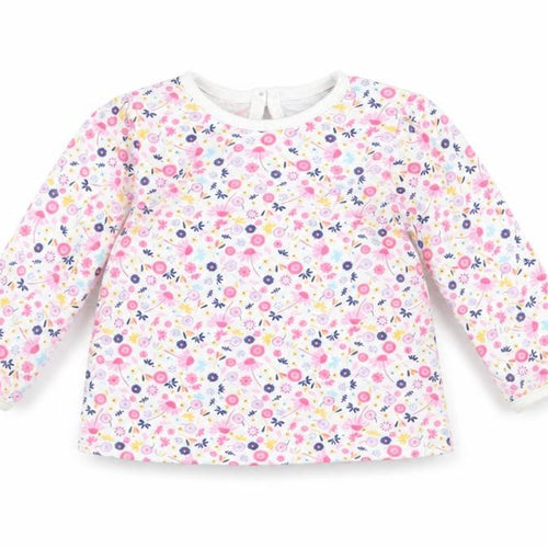 George Girls White Floral  Basic T-Shirt Size 3-6 Months