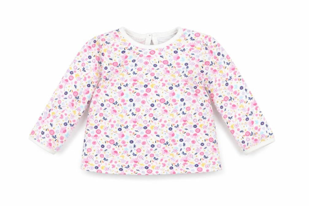 George Girls White Floral  Basic T-Shirt Size 3-6 Months
