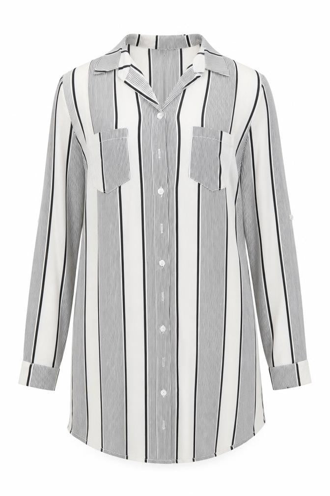 Cameo Rose Womens Ivory Striped Basic Button-Up Size 8