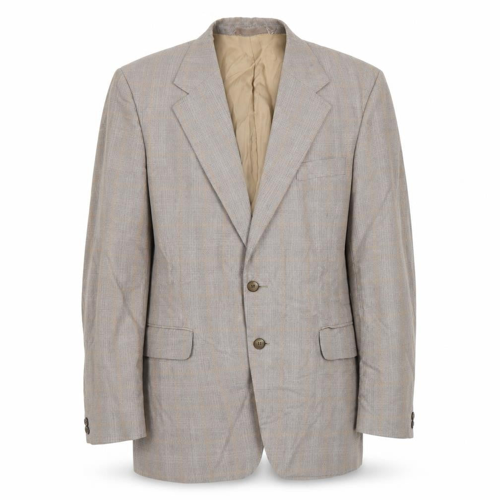 Preworn Mens Beige Plaid  Jacket Suit Jacket Size M