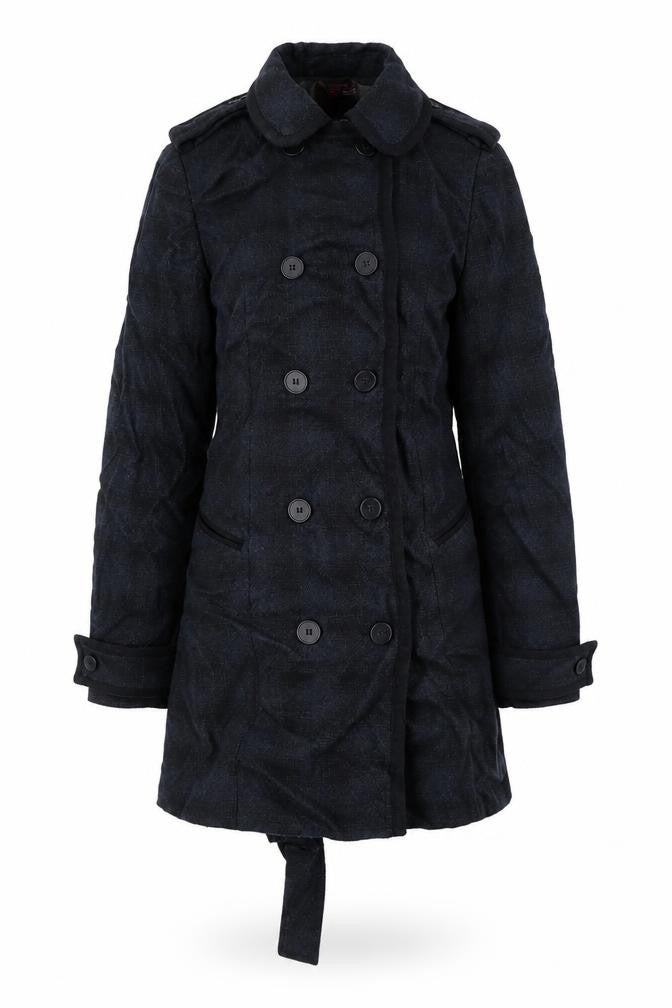New Look Womens Blue Plaid  Overcoat Coat Size 14