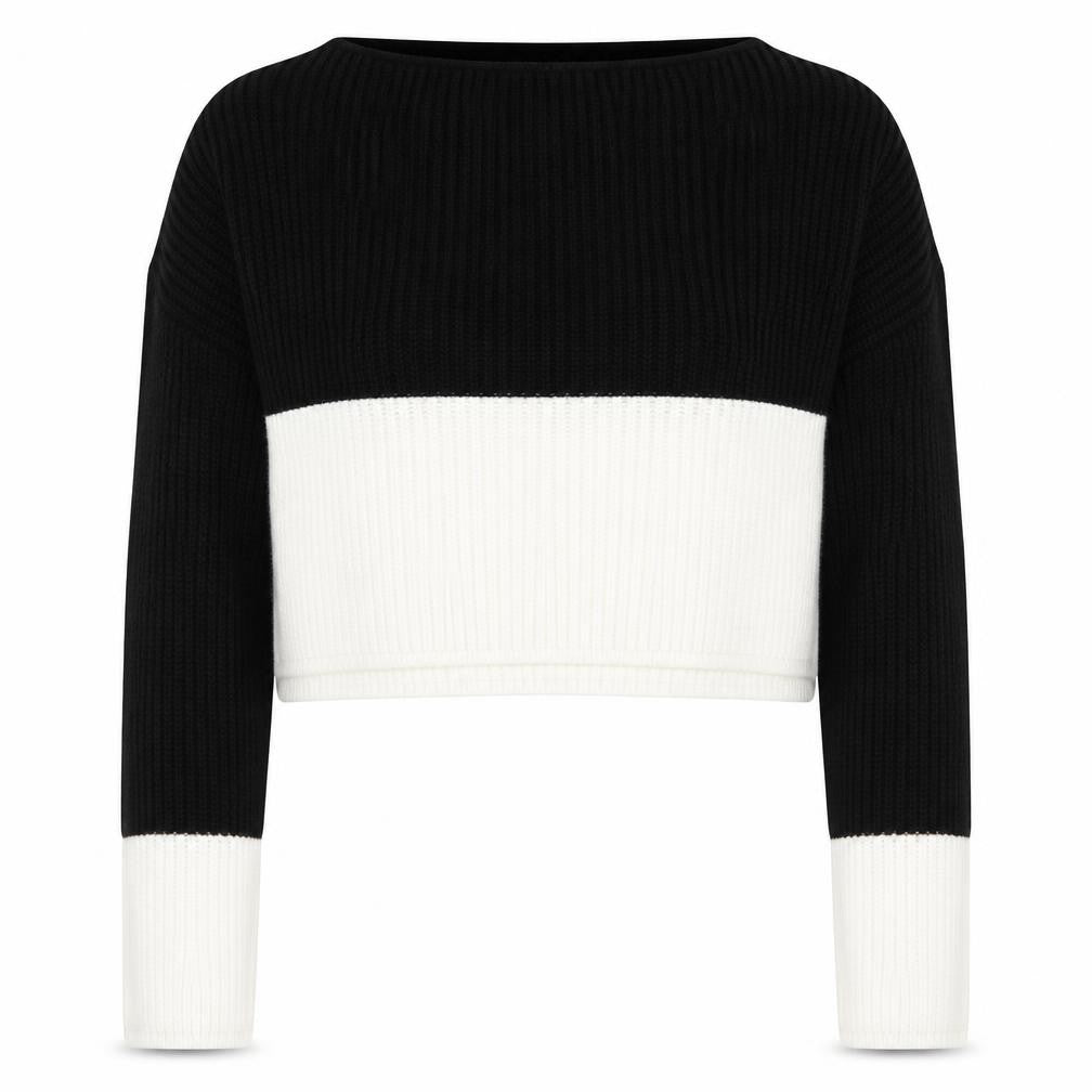 Front view of PRETTYLITTLETHING women’s black knit jumper, size S