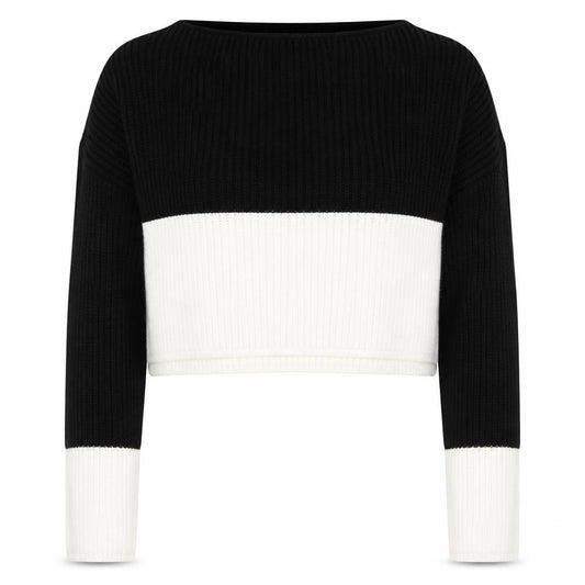 Front view of PRETTYLITTLETHING women’s black knit jumper, size S