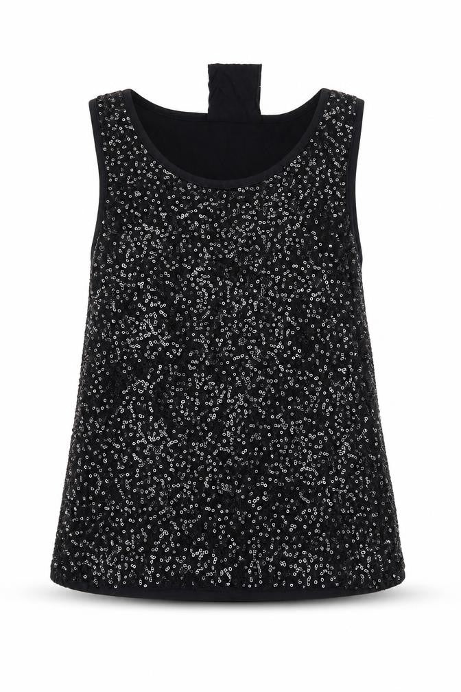 Front view of Young Dimension girls’ black basic tank, size 6-7, years