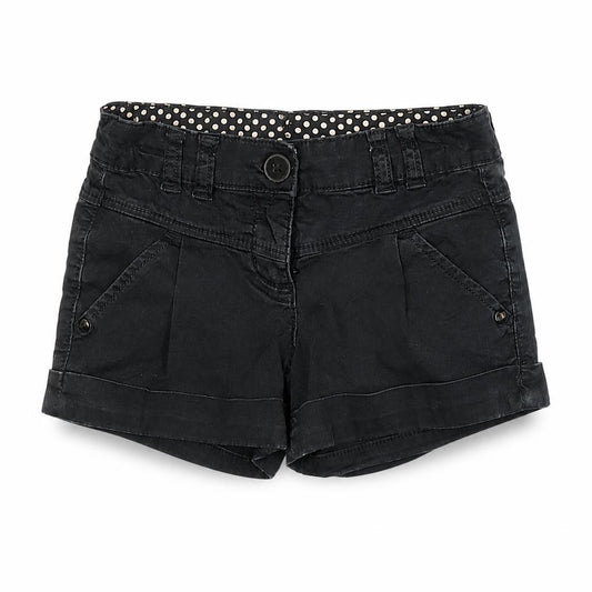 Front view of Next girls’ black paperbag shorts, size 6, years