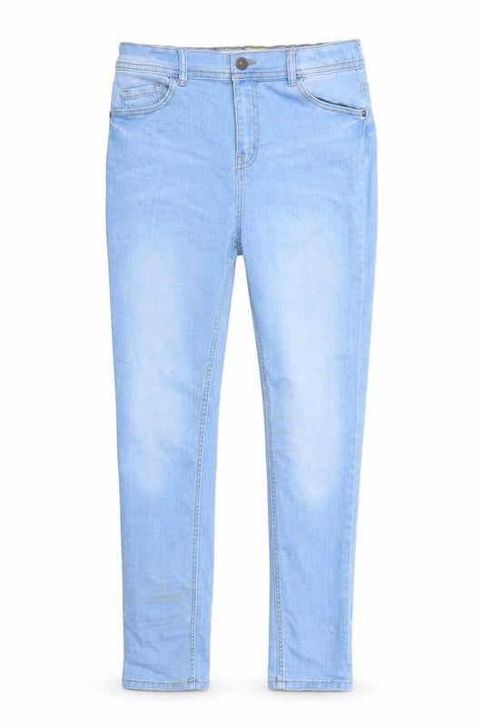 Front view of Denim & Co. girls’ blue denim skinny jeans, size 12, years
