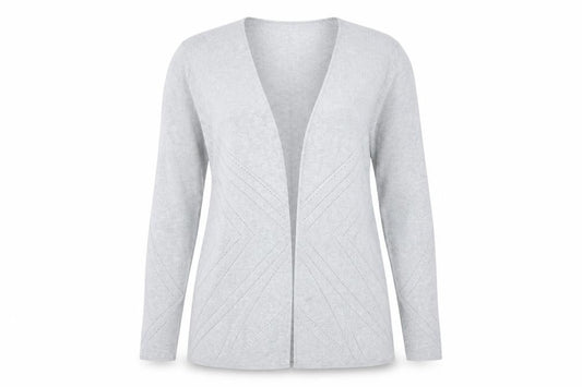 Front view of Principles women’s grey knit cardigan jumper, size UK 12